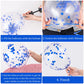 Whaline 60Pcs Graduation Party Balloon Set 7 Designs Blue White Confetti Latex Balloon With 2 Rolls Blue Ribbon Class Of 2024 Grad Cap Congrats Grad Balloon For Graduation Party Decoration Supplies