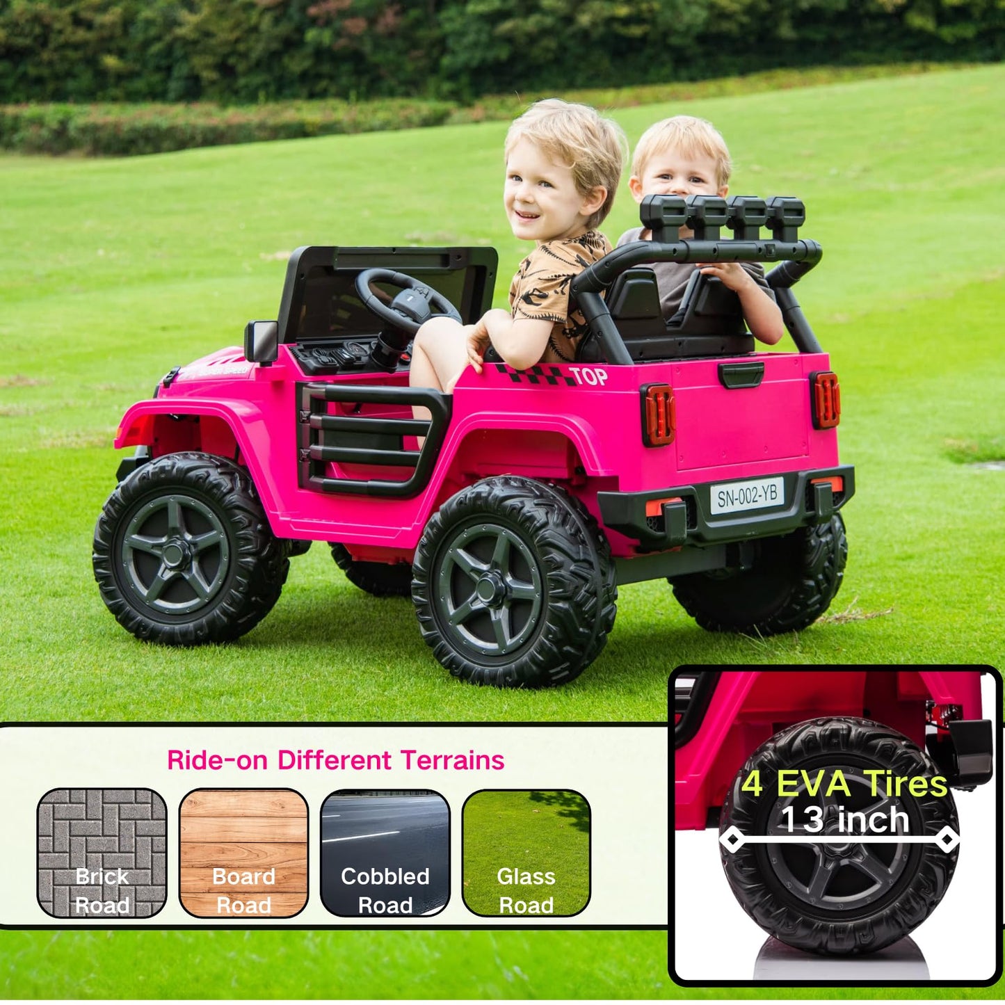 NEWQIDA 24V 2 Seater Ride on Car w/Remote Control 4wd Kids Electric Vehicles Ride on Toys Car, EVA Tires Wheels, 20  Spacious Se