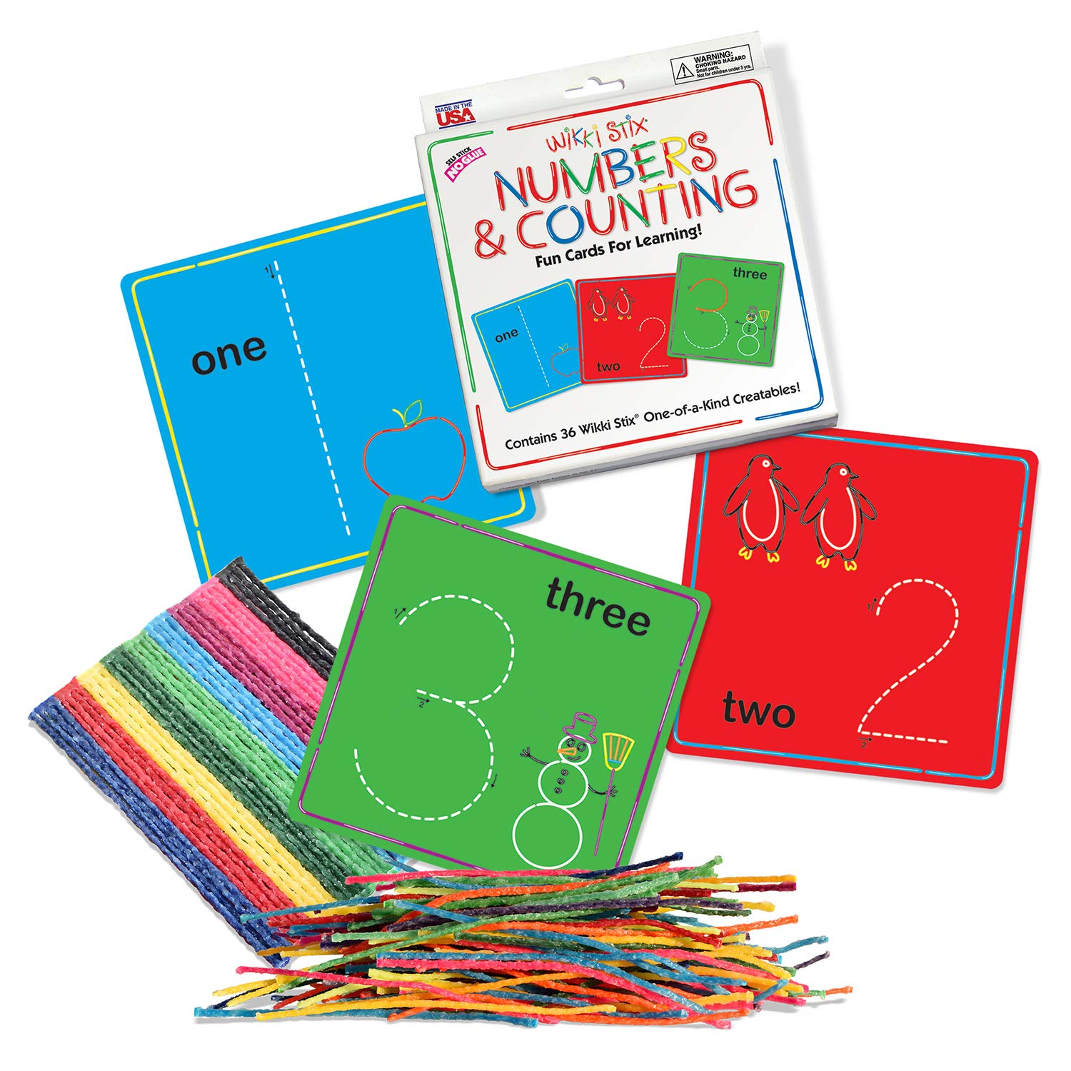 Wikki Stix Numbers And Counting Cards, Preschool & Kindergarten Tactile Learning, Stem Toy, Numbers 1-20 Plus 7 Bonus Cards, 36 