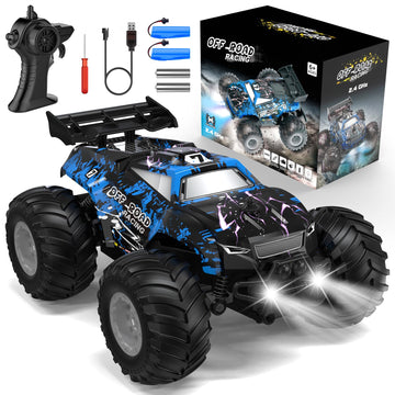 Hielse Remote Control Car, All-Terrain Remote Control Truck for Boys, Rechargeable Rc Truck with LED, 1:20, 10KM/H, 2 Motors, 2.