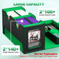 Uaono Card Deck Box For Mtg, Double Card Storage Box With 2 Commander Display & 1 Dice Tray, Fits 200+ Double Sleeved Cards, Card Organizer For Ccg Tcg Sports Cards (Black Green)