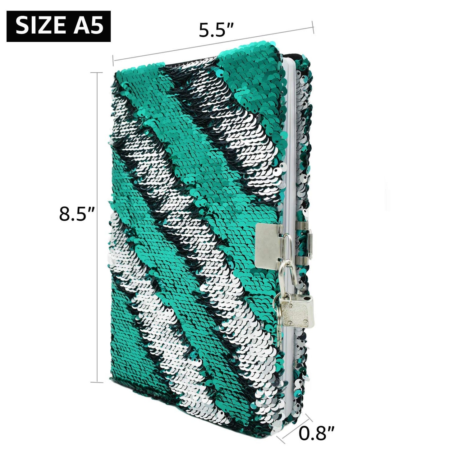 VIPbuy Magic Reversible Sequin Notebook Diary Lined Travel Journal with Lock and Key for Kids Girls, Size A5 (8.5    x 5.5   ),