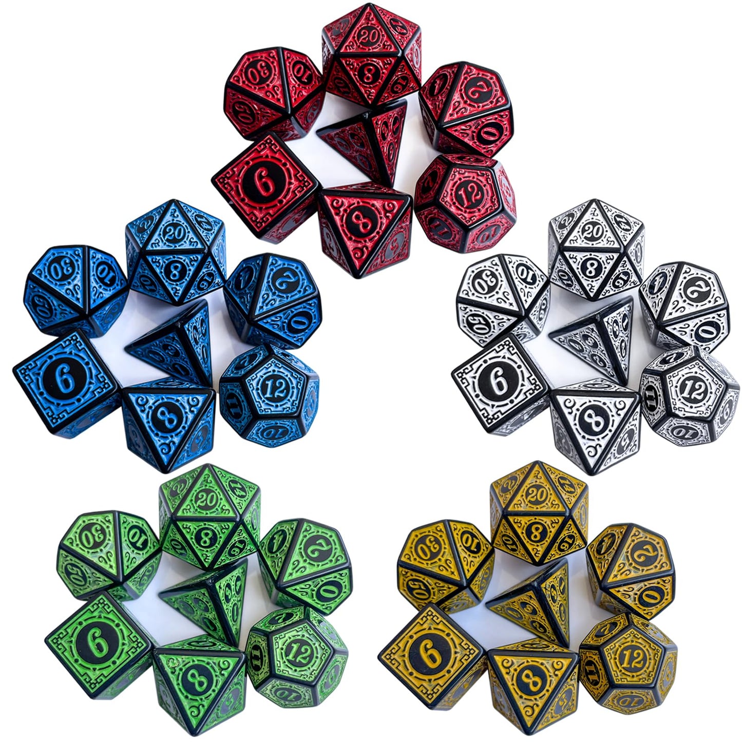 35Pieces DND Dice Set| Carving Dice Polyhedral Dice Set for Board Game