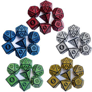35Pieces DND Dice Set| Carving Dice Polyhedral Dice Set for Board Game