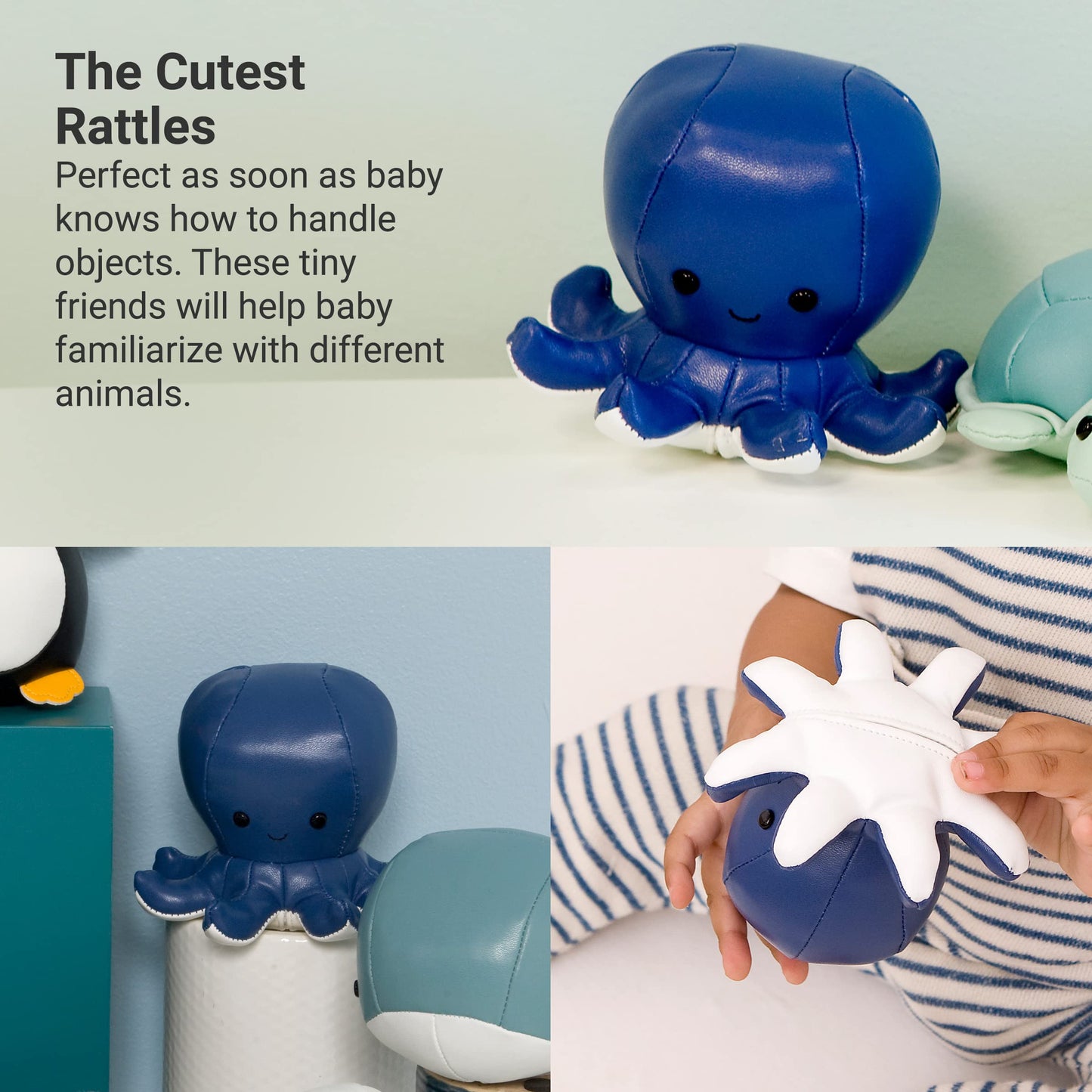 Little Big Friends Tiny Friends | Rattle Toy | Special Stuffed Animal | Easy To Clean | Octave The Octopus