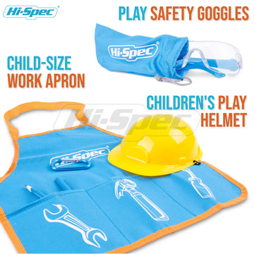 Hi-Spec 18pc Blue Kids Tool Kit Set & Child Size Tool Bag. Real Metal Hand Tools for DIY Building, Woodwork & Construction