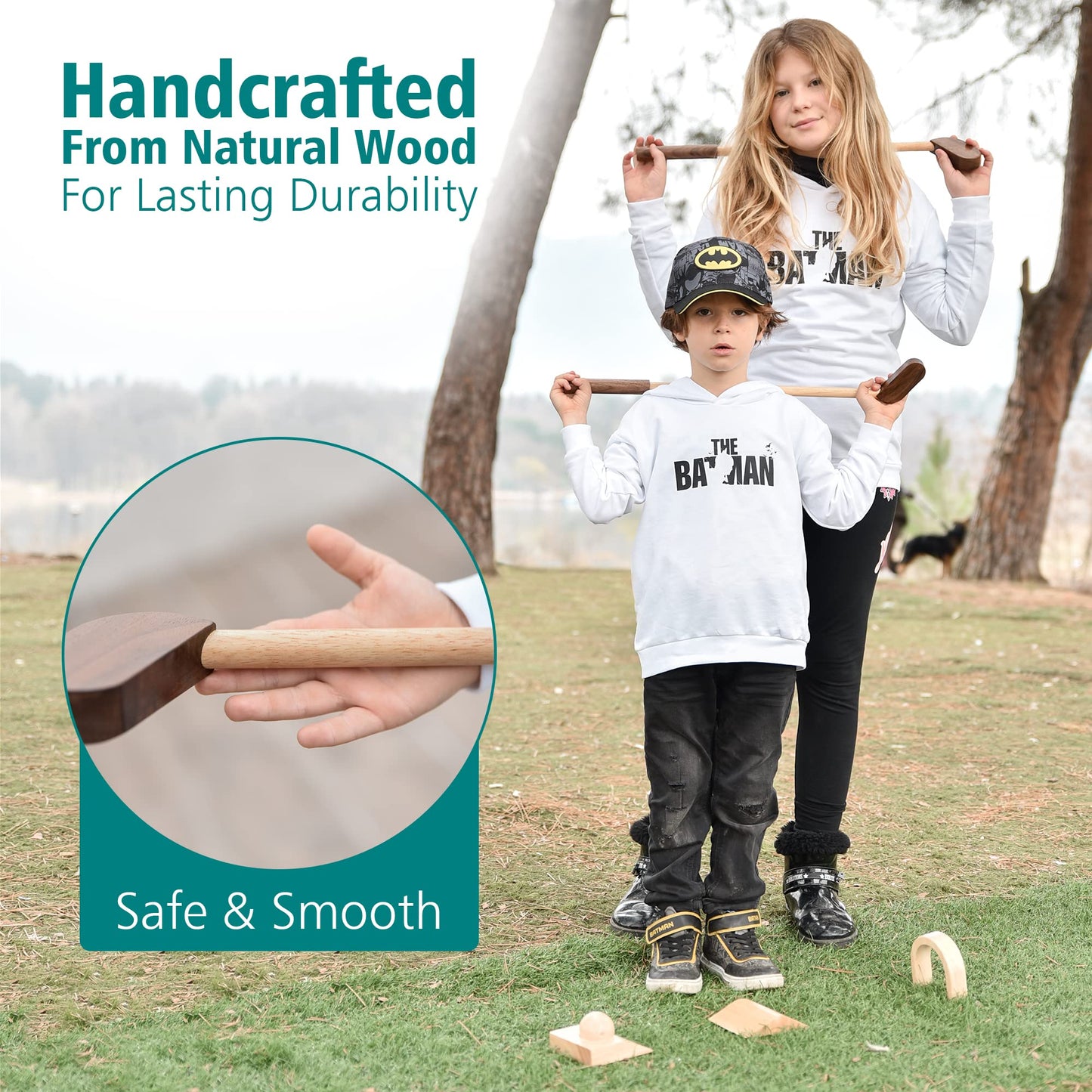 Teal Elite Kids Golf Set – Mini Golf Toy For Indoor And Outdoor Play – Toddler Set Includes 2 Clubs, 2 Balls, Holes, And Obstacles – Premium Natural Wood – Ideal Gift For Boys And Girls Age 3 4 5