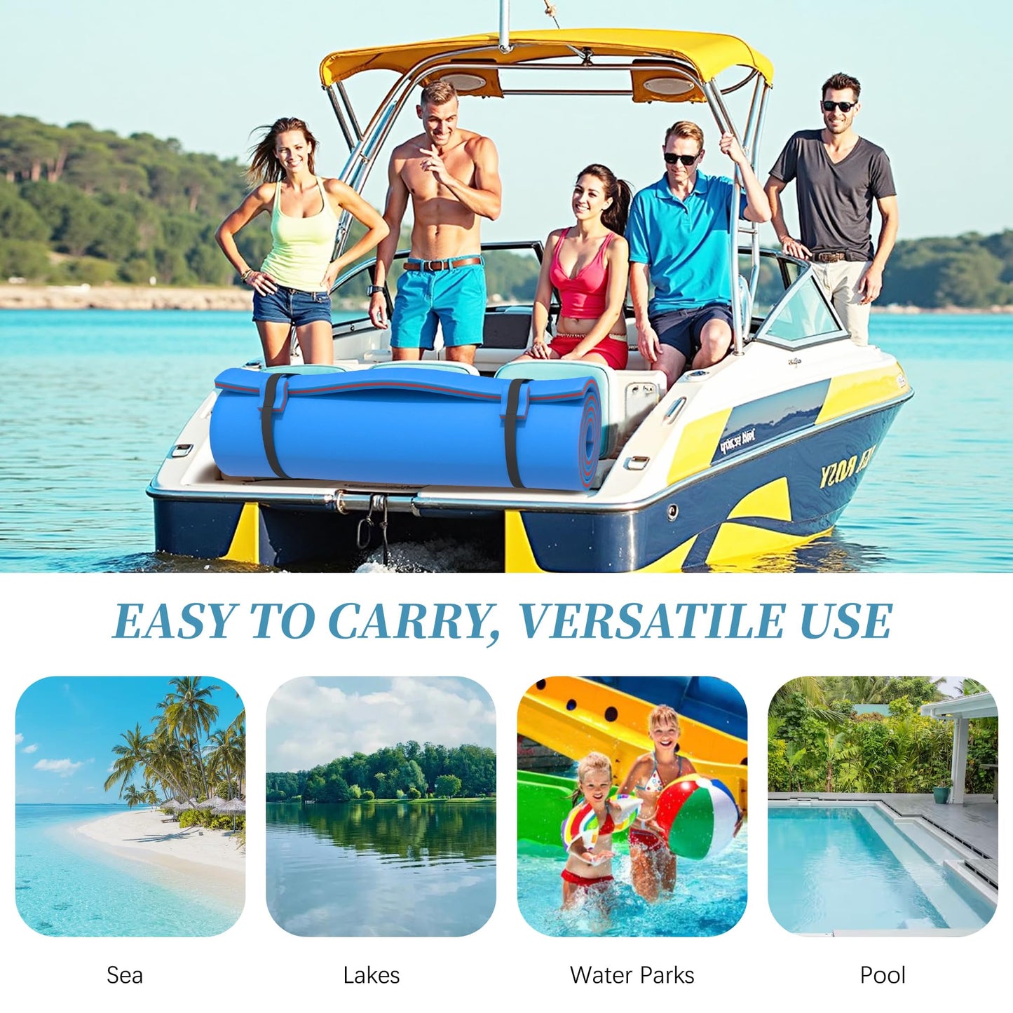 MarKnig 18x6 Ft Floating Mat, Lily Pad Floating Mat, Water Mat with 6-9 Adults, Floating Pad for Lake, 3-Layer Tear-Resistant XP