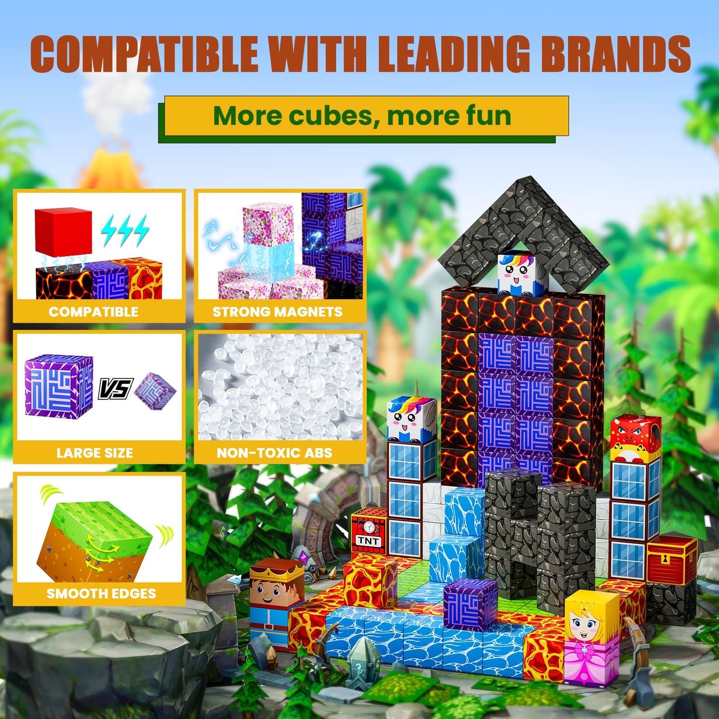 Magnetic Blocks - Build Magnet World Magic Portal Set, Magnetic Tiles Building Blocks Toddler Toys Stem Sensory Outdoor Toys For