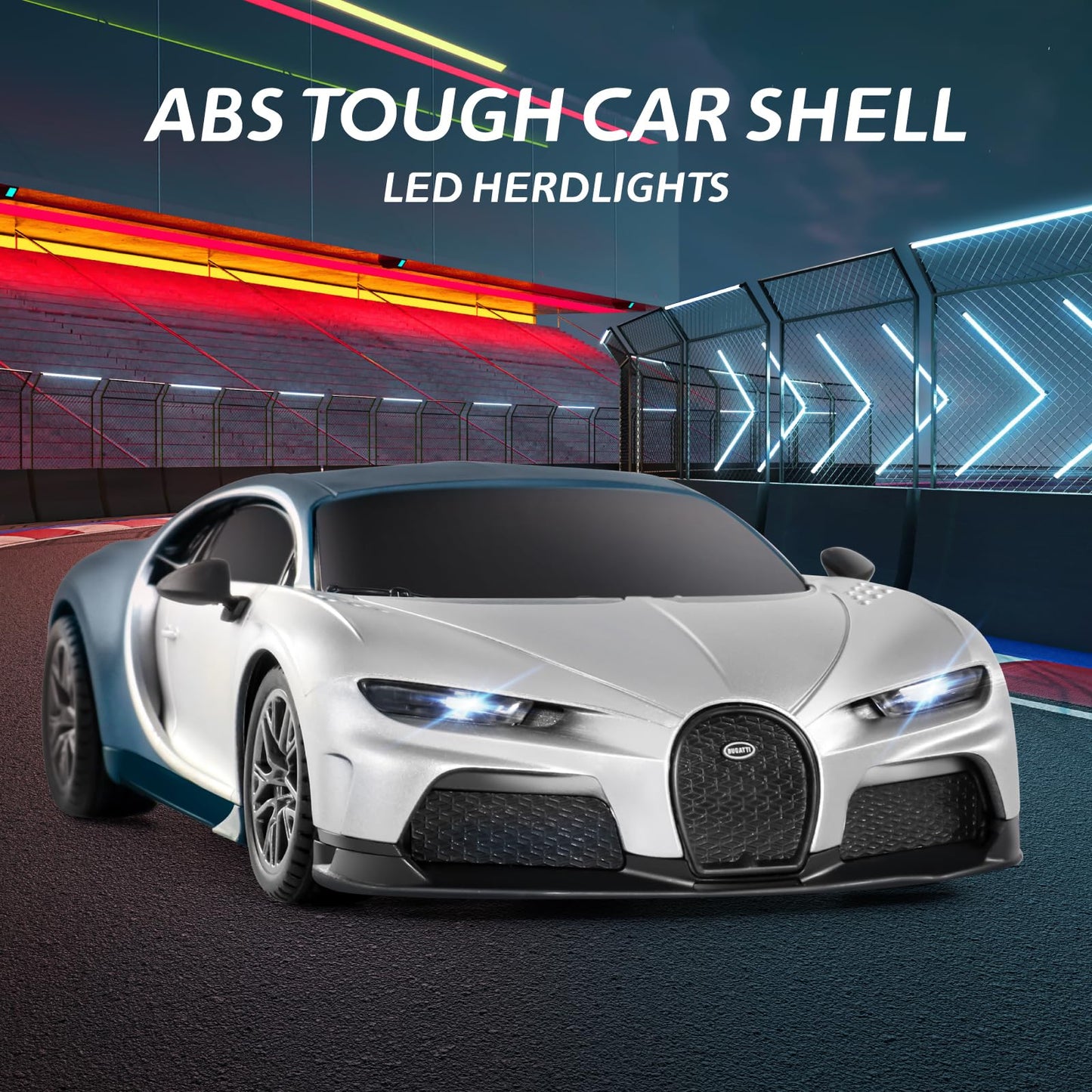 MIEBELY Remote Control Car - 1/24 Scale Fast Rc Race Car, Bugatti Chiron 3.7V 500 mAh Car Toys with Headlight, Racing Hobby Car