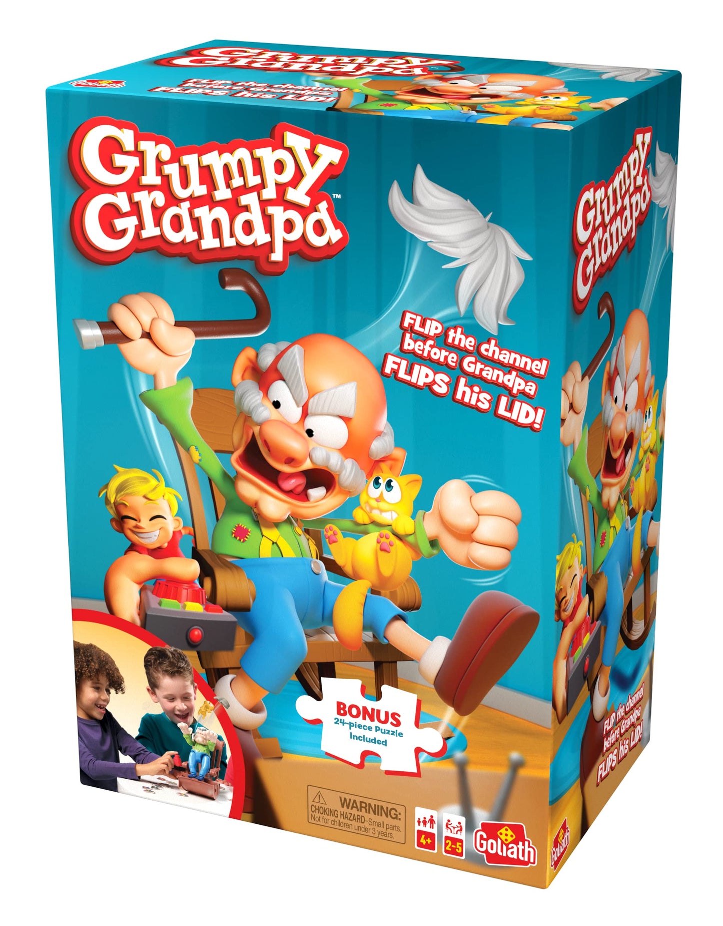 Goliath Grumpy Grandpa Game - Flip The Channel Before Grandpa Flips His Lid - Ages 4 And Up, 2-5 Players - Includes A 24-Piece Puzzle