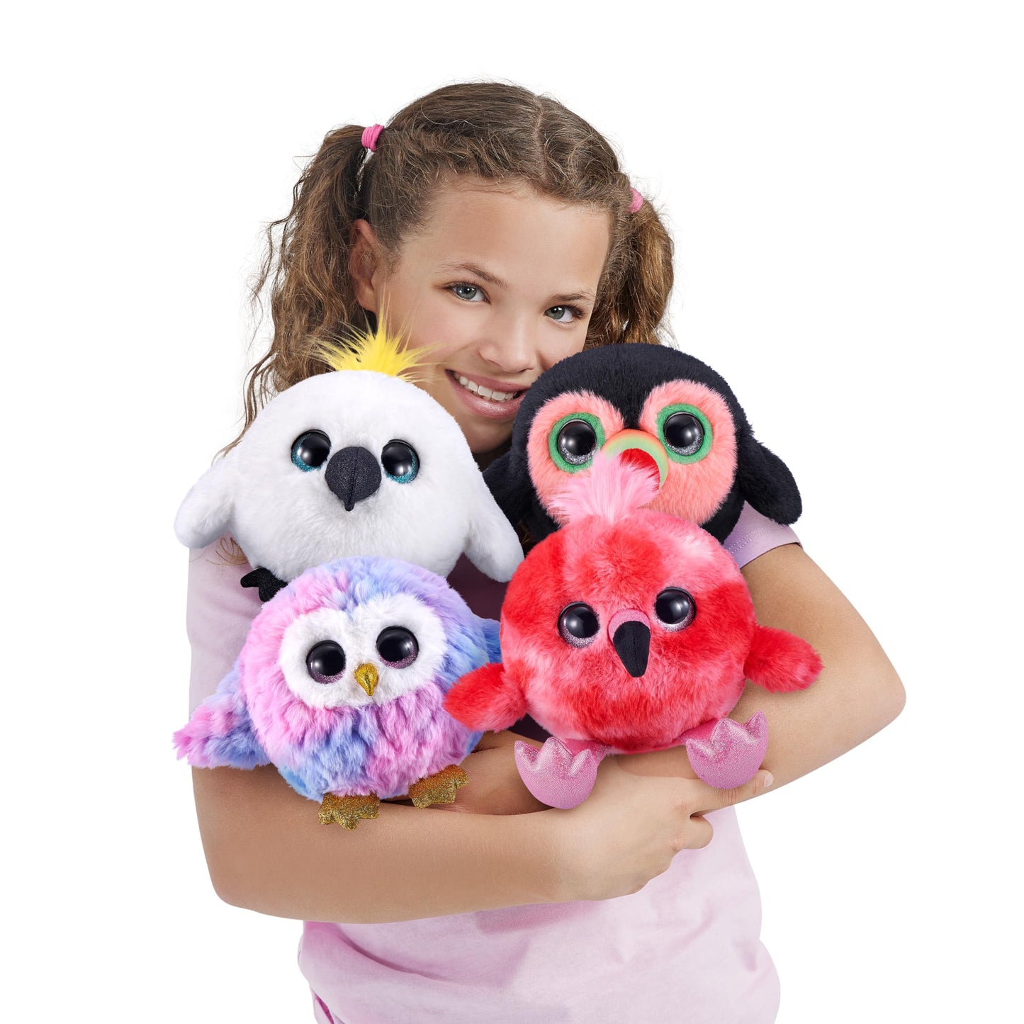 Pets Alive Chirpy Birds Electronic Pet - Flamingo Color, Model 9537A, Includes Stickers, Comb, Fluffy Clay, Plush Toy for Girls