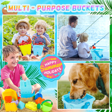 Luucio 42 PCS Beach Toys and Sand Toys, Sandbox Toys Beach Toys for Kids 3-10, Kids Beach Toys with Sand Bucket, Mesh Bags, Kids