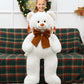 Morismos Giant Big Teddy Bear 4 Feet 47 Inch Life Size White Plush Bear With Big Bow And Footprints, Soft And Cute Teddy Bear To