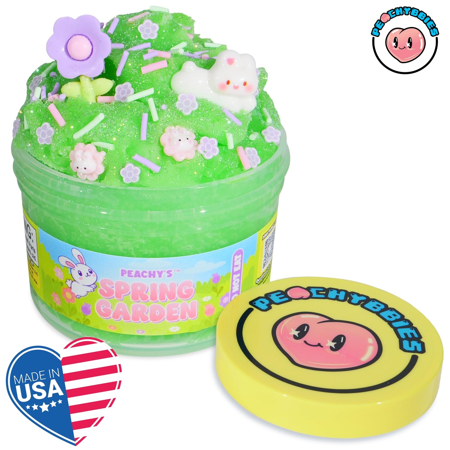 Peachybbies Spring Garden Cloud Slime - Made in USA enhanced  100% Authentic  7 oz.  Scented for Kids  ASMR  Axolotl Gifts  Slime Charms  Fidget Toys