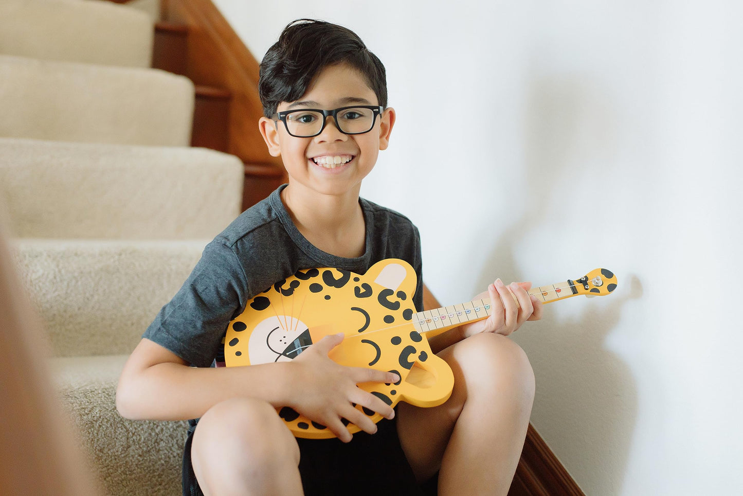Tinkertar - Leopard Guitar - The Easiest Way To Start And Learn Guitar - 1 Stringed Toy Instrument For Kids Perfect Intro To Mus