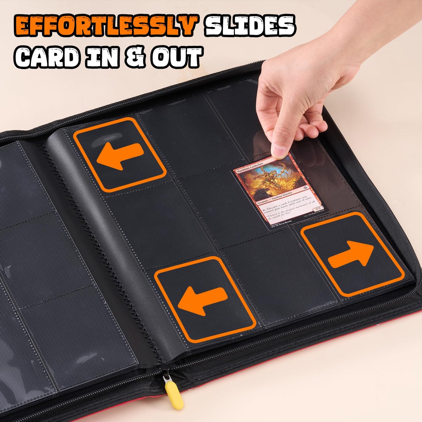 ProCase 2 Pack Trading Card Binder with Side Label; Holds 360 Trading Card with 9 Pockets; enhanced Zipper Card Collection binder Album Folder for Sports Cards  TCG  MTG  PKM -Rednavy