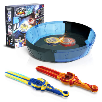 Infinity Nado Stadium - Battling Tops Burst Toy for Boys Grils Age 8-12 - Including Beystadium  2 Gaming Top Toys  2 decorative replica blade Launcher - Sapphire Blue and Flame Red
