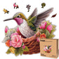 Glorious Hummingbird - 200 Piece Wooden Puzzles for mature-themeds - 13.5 x 11.3 in - Extra-Thick 5 mm Wood Puzzle  Hand-Drawn Pieces  Bird-Shaped XL Mosaic Design - enhanced Gift for Puzzle Lovers by LEOGOR