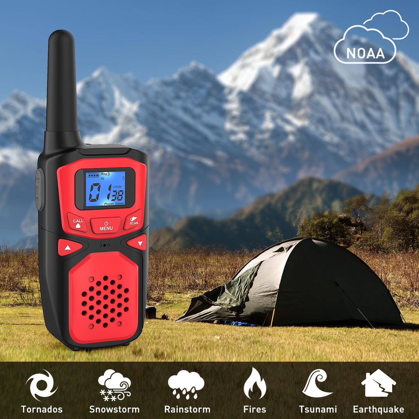 WokTok mature-themed Walkie Talkies Long Range Rechargeable Portable Two-Way Walkie Talkie  Camping Gear  SOS Sirens  NOAA Weather Alarms  Kid's Toys  Easy-to-Use Rechargeable Walkie Talkies 4 Packs