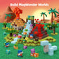 Gobidex Magnetic Blocks Dinosaur Toys - Build Mine Magwonder World Volcano Dinosaur Set, Magnetic Building Blocks For Kids Ages 3-5 4-8, Jurassic Scenes For 3+ Year Old Boys Girls Toys Birthday Gifts