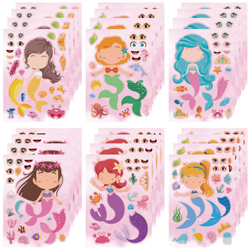 Dorgua Make-A-Face Sticker Set, Make A Mermaid Stickers For Kids Girls, Diy Craft Stickers Face Stickers, Make Your Own Mermaid