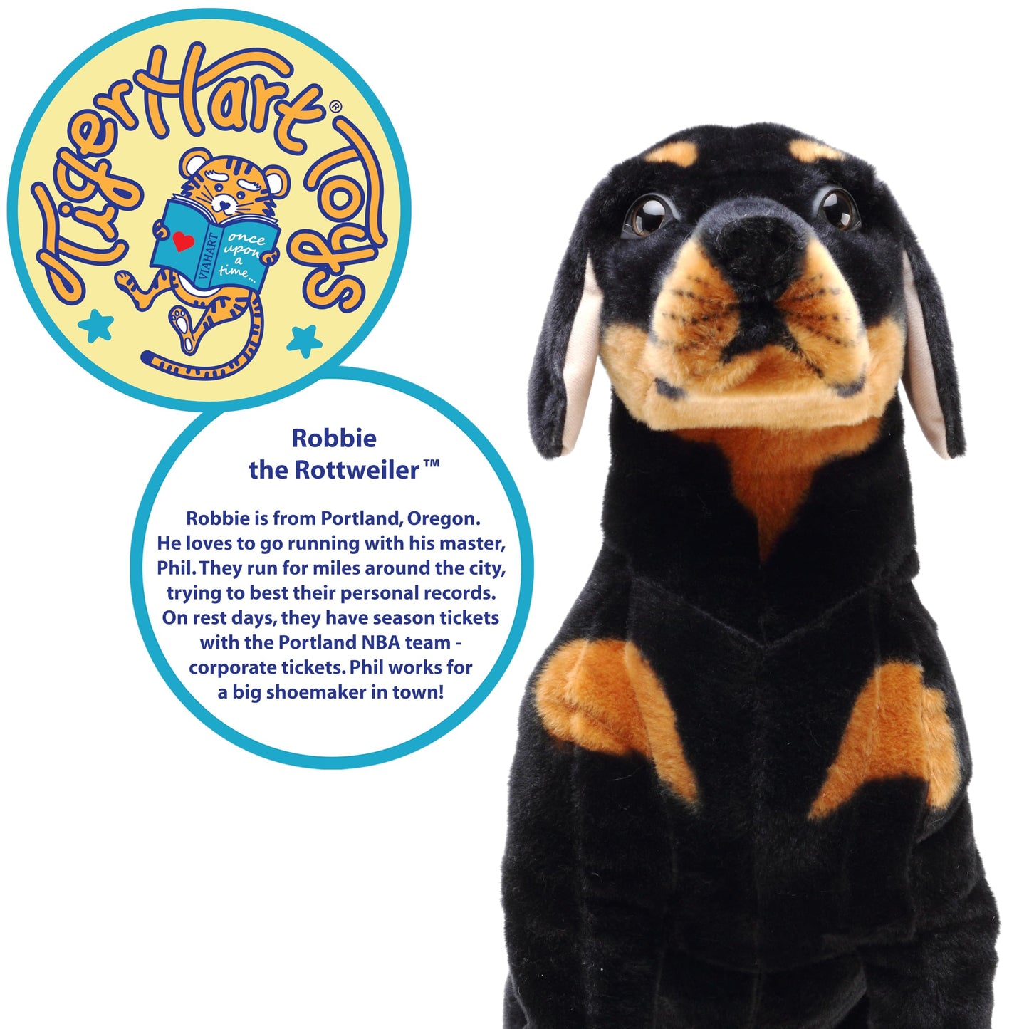 TigerHart Plush Rottweiler Stuffed Animal - 26" Tall, White Polyester Dog