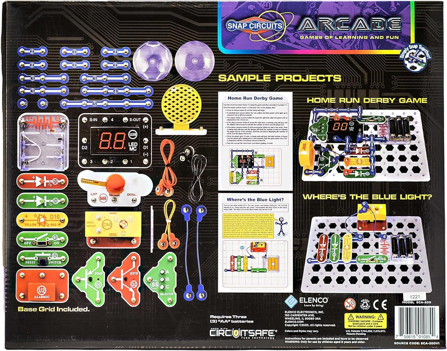 Snap Circuits Arcade Electronics Exploration Kit, STEM Activities for Ages 8+, Model SCA-200, Plastic, Medium Size