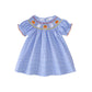 Toddler Girl Back To School Clothes Embroidery Smocked Dress Doll Collar Sundress First Day Of Pre Kindergarten Outfit (Ghost Pu