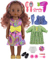 GAGAKU Black Doll for Girls, 14 Black Dolls Set for Toddlers Kids 1 2 3 4 5 6 Years Old, Black Girl Baby Doll with Hair to Comb,