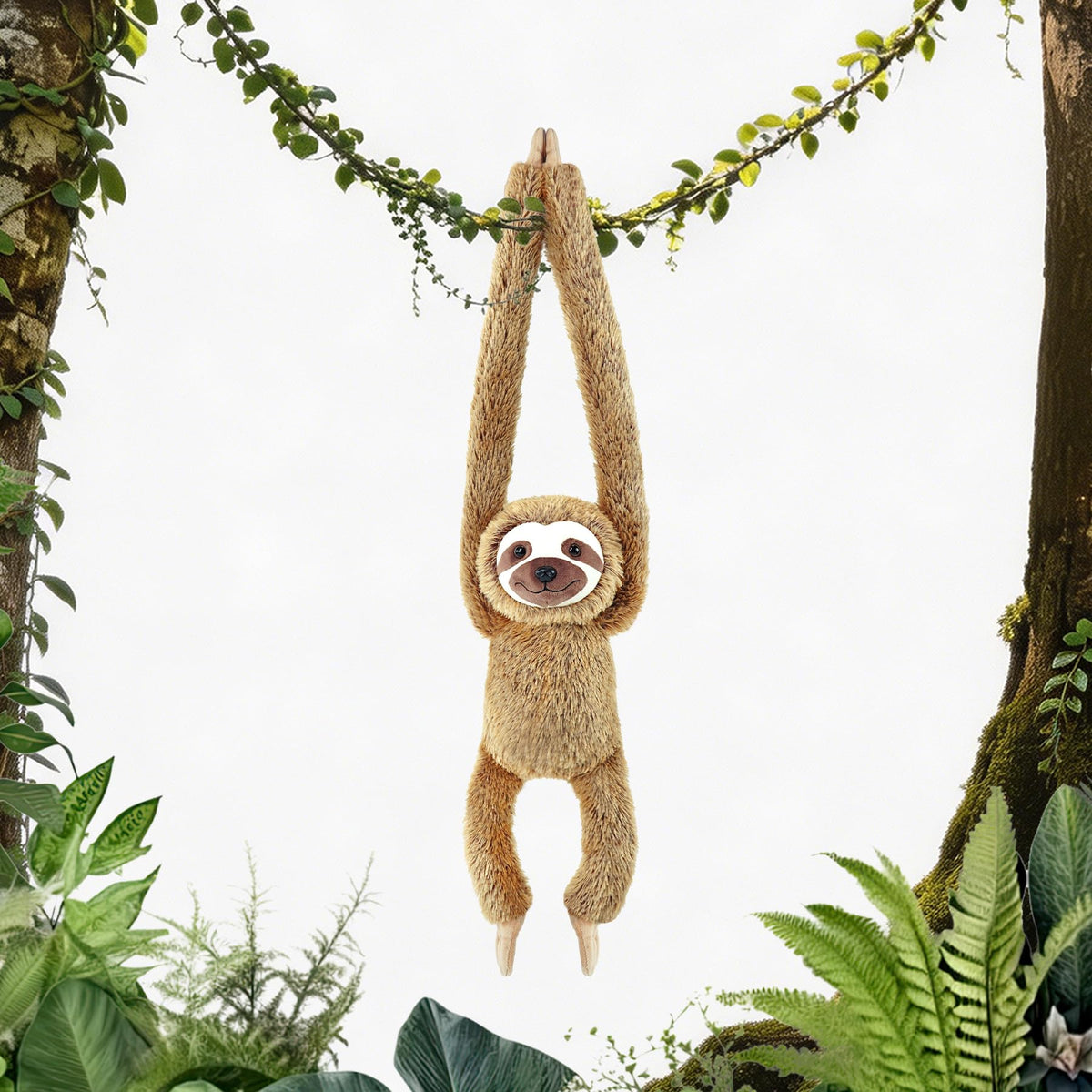 okegztoa Cute Brown Sloth Plush 20 Inch Small Stuffed Animal Long Hanging Arms Plushie Weighted Realistic Wild Animal Huggable T