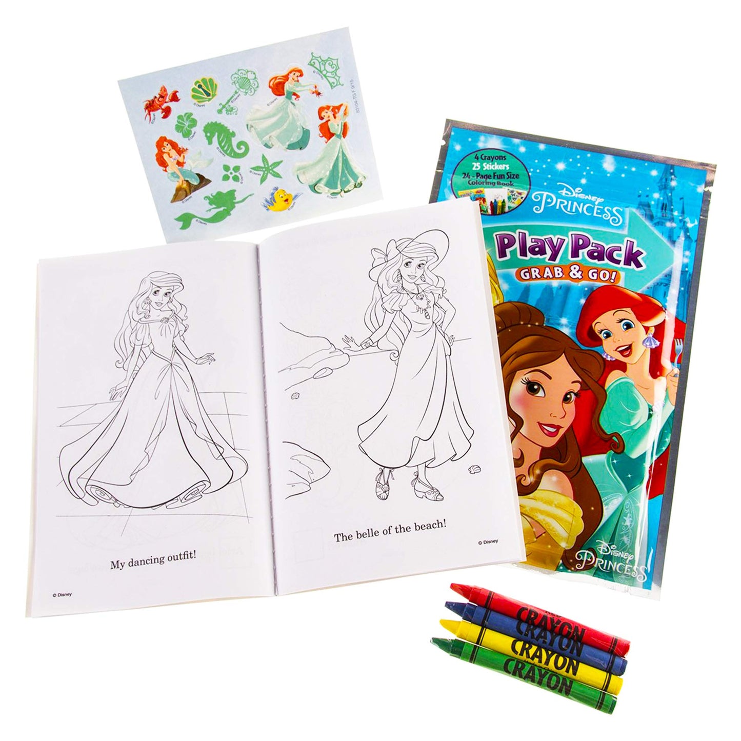 Set Of 15 Princess Play Packs Fun Party Favors Coloring Book Crayons Stickers Plus Loot Bags, Door Hanger