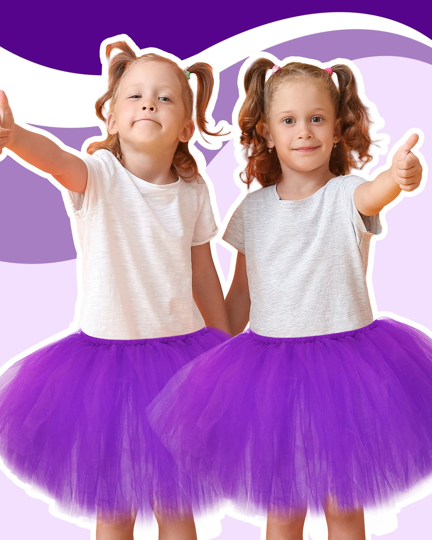 Zhanmai 5 Layered Tutu Skirt For Kids Tulle Tutu Skirt With Tube Socks Princess Runners Costumes Cosplay For Girls Kids (Purple,
