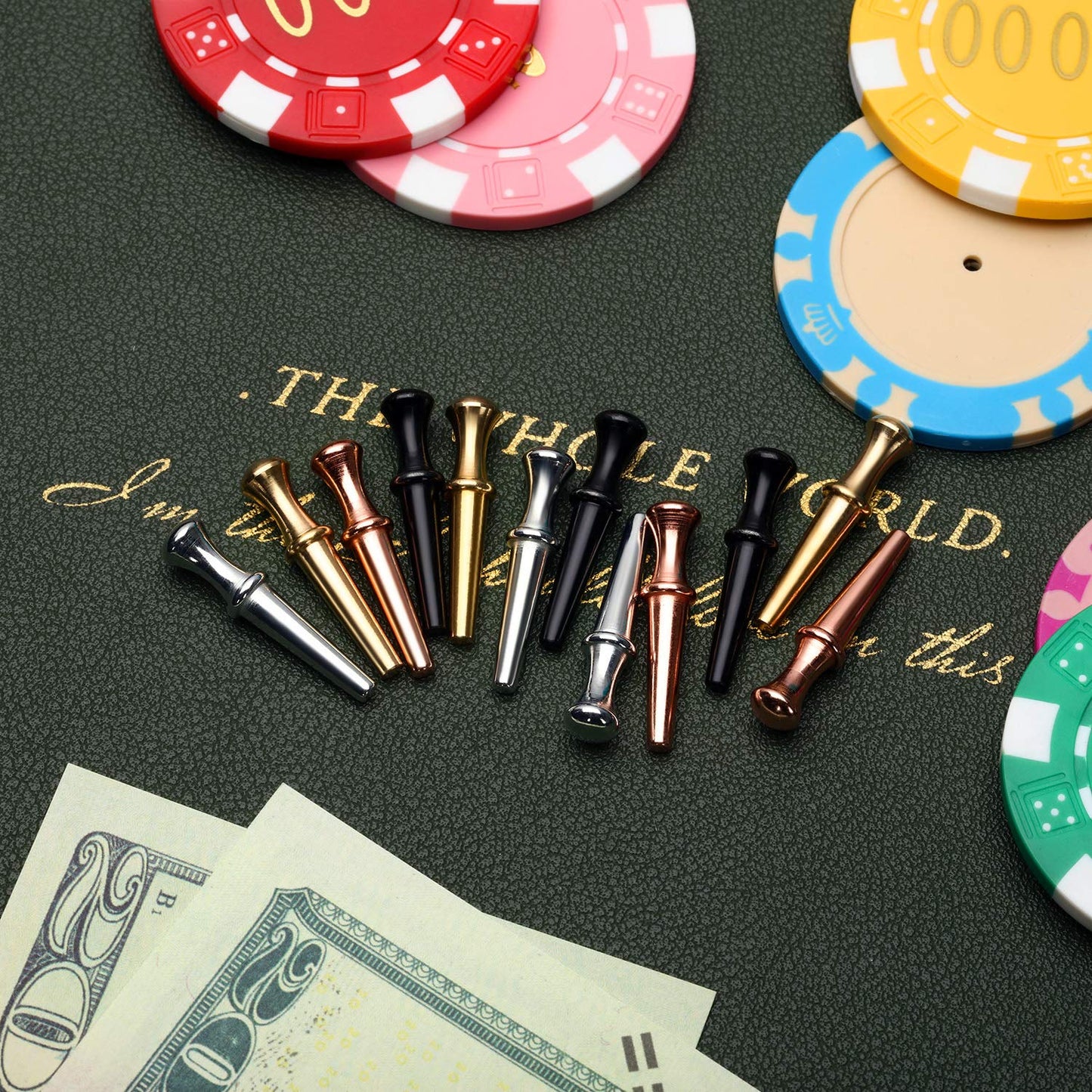 Mudder Metal Cribbage Pegs - 8 Pieces, Tapered Design, Fits 1/8" Holes, Small, 4 Colors: Black, Silver, Gold, Copper,