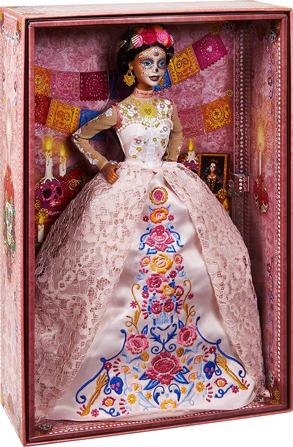 Barbie Signature Dia De Muertos 2020 Doll (12-in Brunette) in Embroidered Lace Dress and Flower Crown, with Certificate of Authenticity -Like New