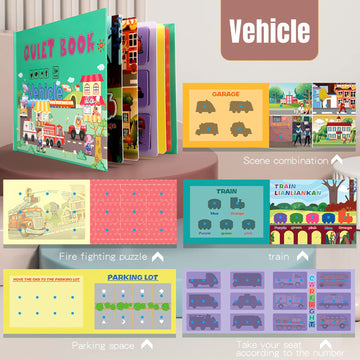 Mikneke 2 Pack Diy Quiet Book For Toddler, Montessori Busy Book For Kids To Develop Learning Skills, Animal Vehicle Preschool Learning Activities Learning & Education Toys