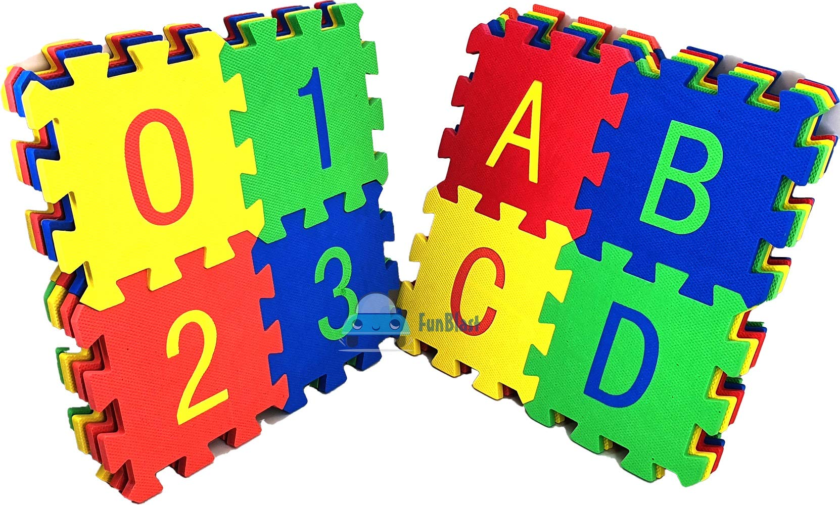 Funblast Mini Foam Mat For Kids - 36 Pcs Eva Puzzle Mat Toy, Interlocking Learning Alphabet And Number Toys For 3+ Year Old Kids