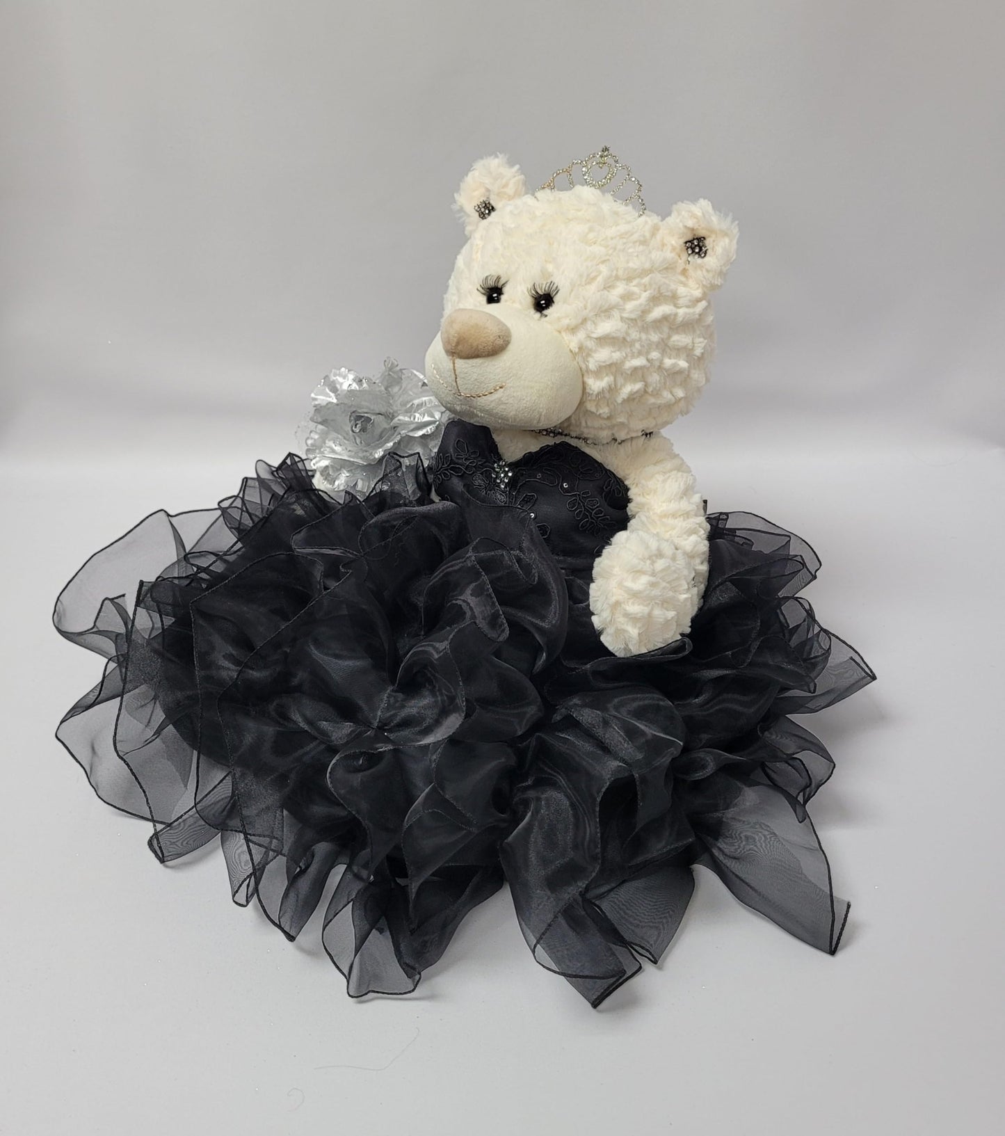 KINNEX COLLECTIONS SINCE 1997 20 Quince Anos Quinceanera Last Doll Teddy Bear with Dress (Centerpiece) ~ ARC16831-17R (Black)