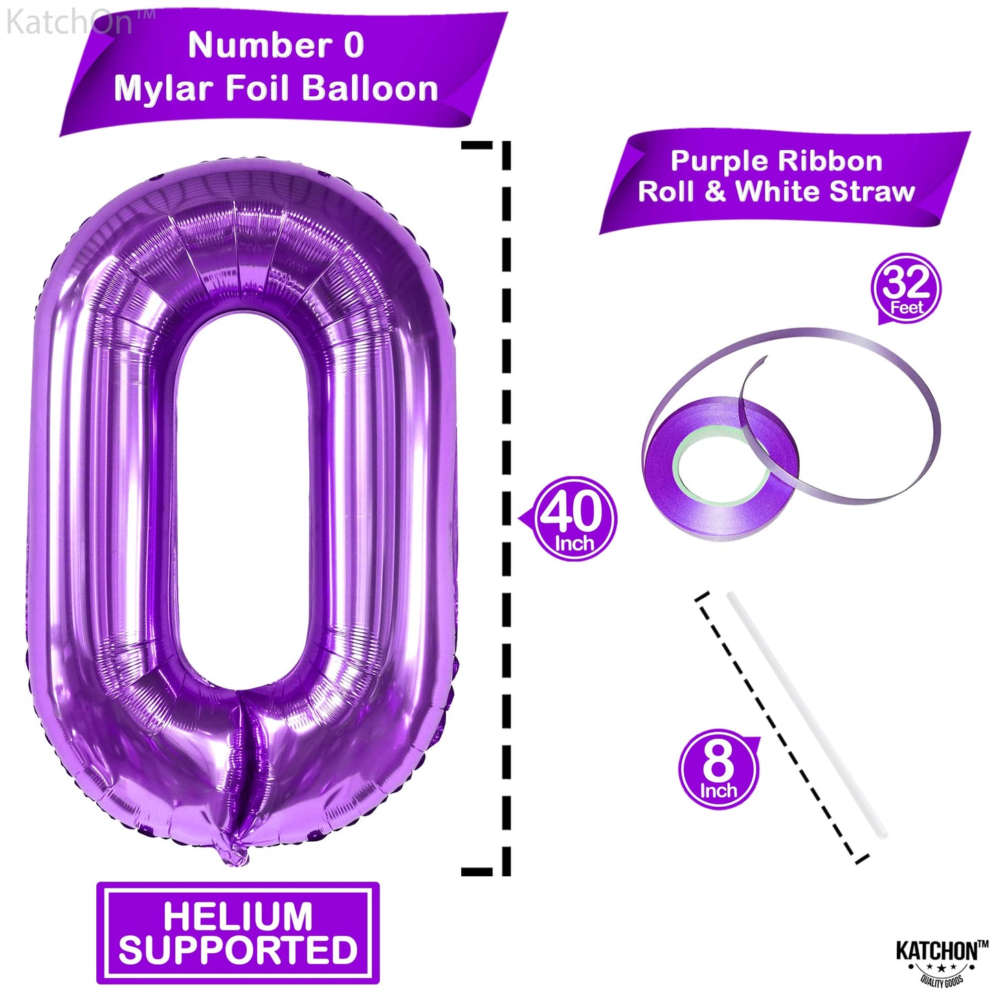 Giant, Purple 0 Number Balloons - 40 Inch | Pair 0 Digit Balloon To Other Number | Purple 0 Balloon Number For Birthday Party Supplies | Purple Number 0 Balloon For Mermaid Theme Birthday Decorations
