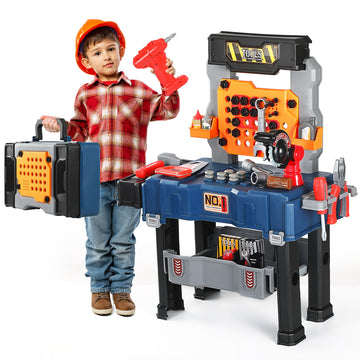 Kids Tool Bench-Power Tools Workshop-Kids Workbench, 65 Pcs Realistic Toy Tools with Electronic Toy Drill, Gift for Boys & Girls