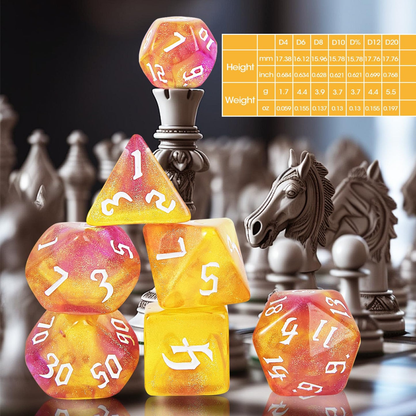 DND Dice Set,10x7 (70 Pieces) Polyhedral Dice with a Large Drawstring Bag Great for Dungeons and Dragons, Role Playing RPG MTG T