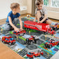 Niplooow Fire Toys For 3 4 5 6 Years Old Boys Girls Kids, Die Cast Metal Fire Truck Toys W/Play Mat, Rescue Emergency Fire Truck