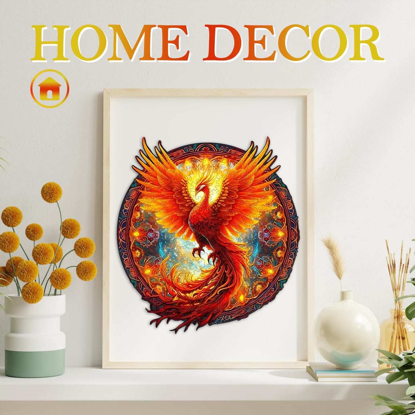 KAAYEE Wooden Jigsaw Puzzles-Wooden Puzzle mature-themed Unique Shape Advanced Phoenix Wooden Jigsaw Puzzle for mature-themed  Family Puzzles 8.5 * 7.9in 100pcs