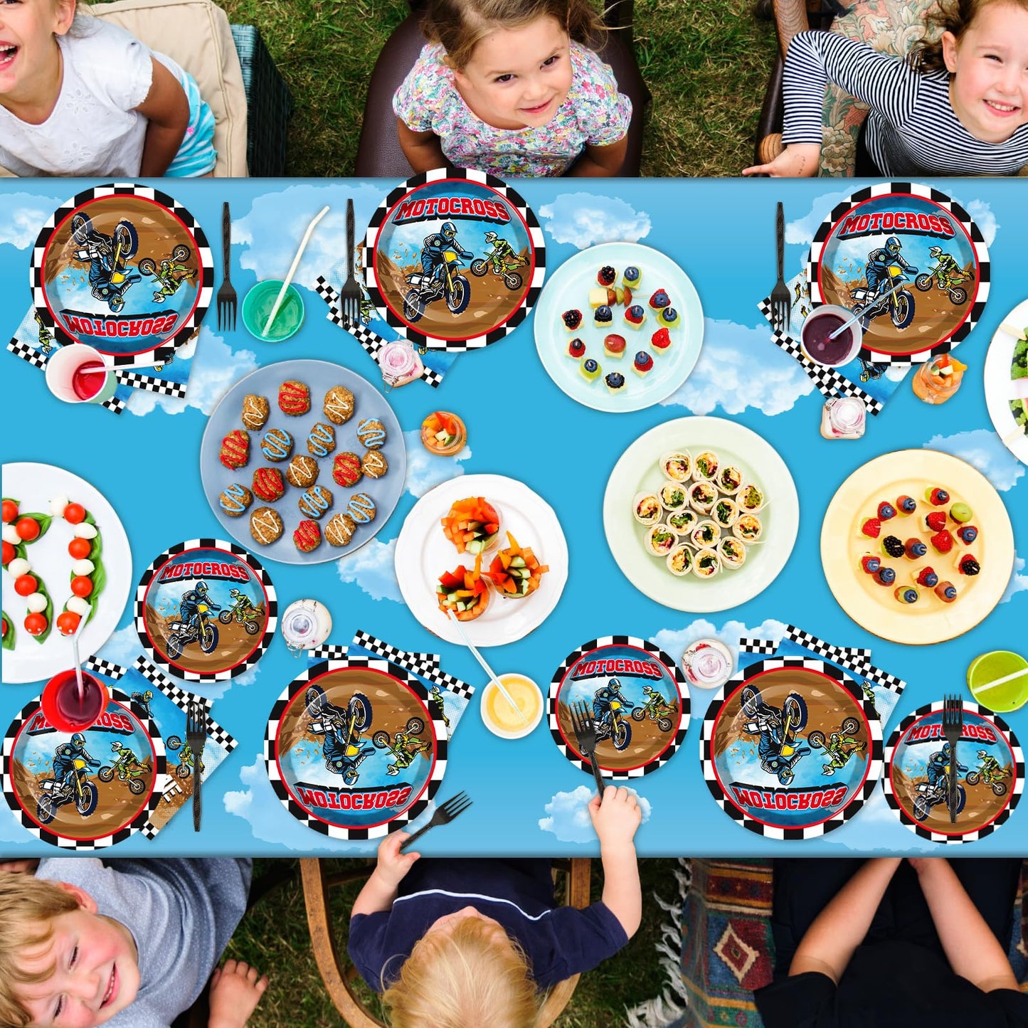 Dirt Bike Birthday Party Supplies Serves 24 Motorcycle Party Paper Plates Napkins Set Motocross Dirt Bike Tablecloth Tableware K