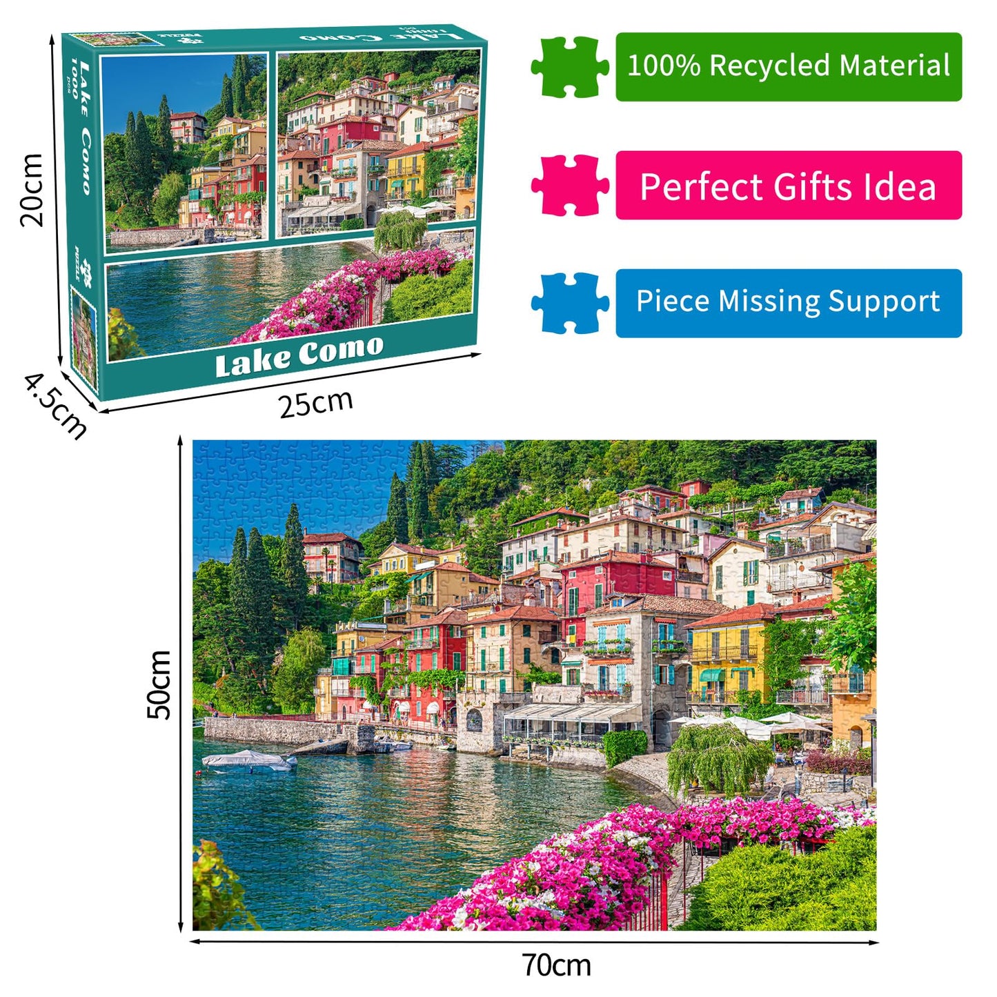 Jigsaw Puzzles for mature-themeds 1000 Piece Puzzle for mature-themeds 1000 Pieces Puzzle 1000 Pieces-Italy Famous Scenery Lake Como