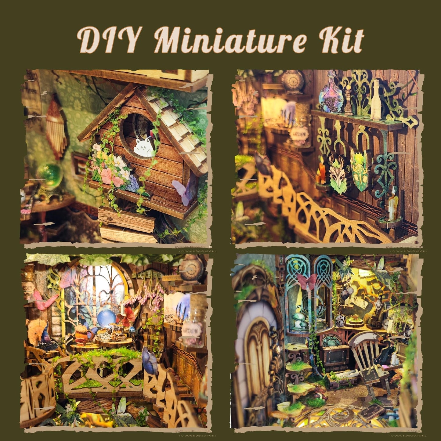 Criolpo Book Nook Kit- Wooden Doll House Miniature House Kit, Book Nook Miniature Kit For Adults Teens, 3D Wooden Puzzle Book No
