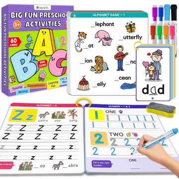 Hoqeewipe Preschool Learning Activities - Reusable Handwriting Tracing Books For Kids, Prek Kindergarten Workbooks, Cvc Word Gam