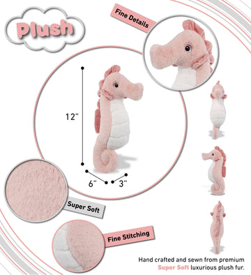 Dollibu Rose Seahorse Super Soft Stuffed Animal, Cute Realistic Stuffed Animals For Girls, Boys, Adults Animal Gifts, Kids Zoo O