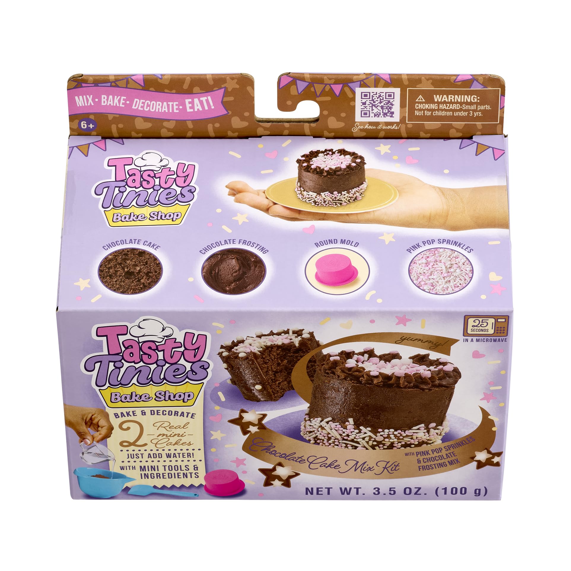 Goliath Tasty Tinies Bake Shop Chocolate Cake Mix Kit with Pink Pop Sprinkles & Chocolate Frosting Mix | Bake & Decorate 2 Real 