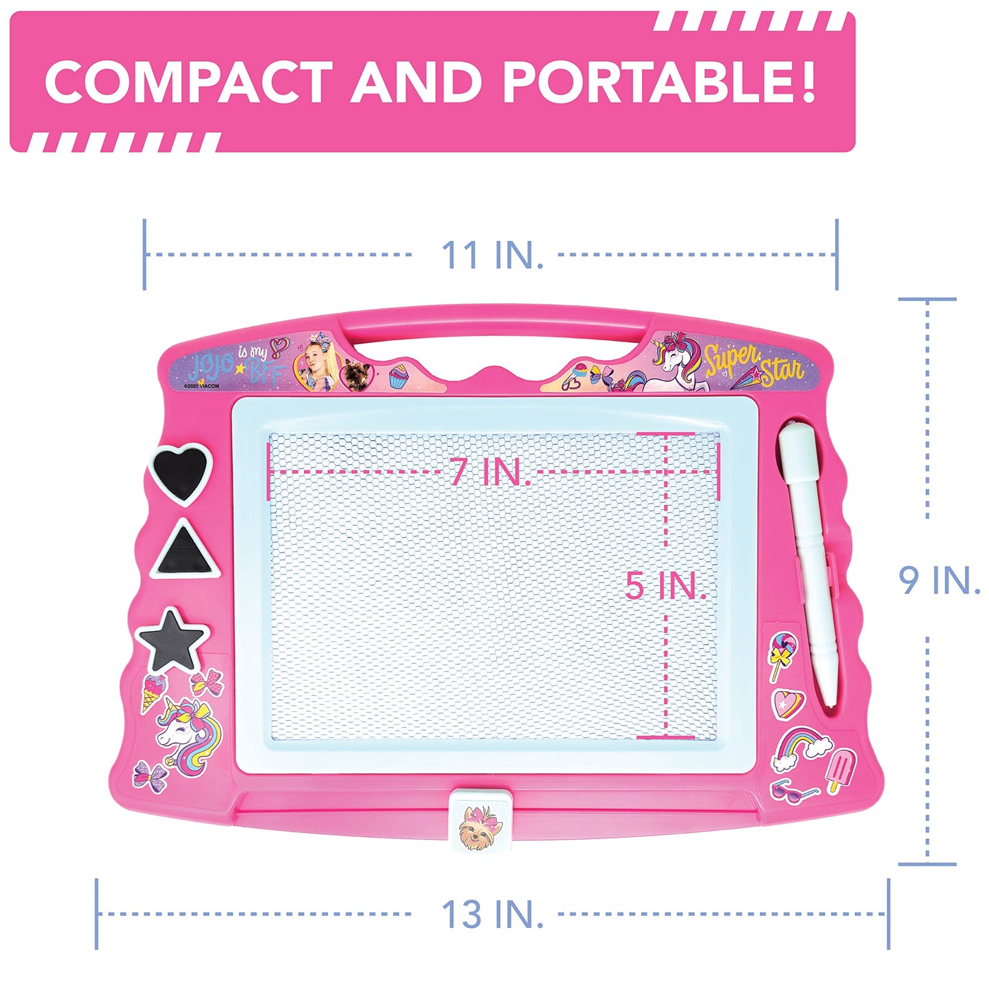 Lollipop Jojo Siwa Magnetic Drawing Board With Stylus And 3 Stamps, For Girls Or Boys